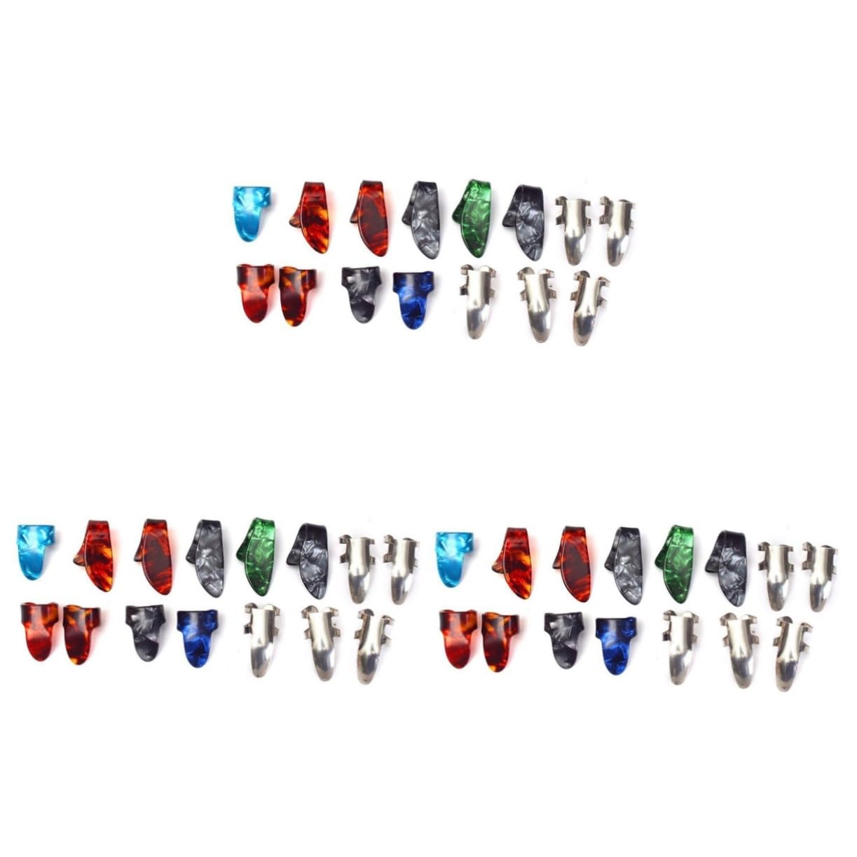 HEMOTON 3 Set Di Plettri Per Chitarra in Acciaio Inossidabile Per Pollice E Dita Custodia Compatta Per Chitarra E Basso 15 Pezzi*3