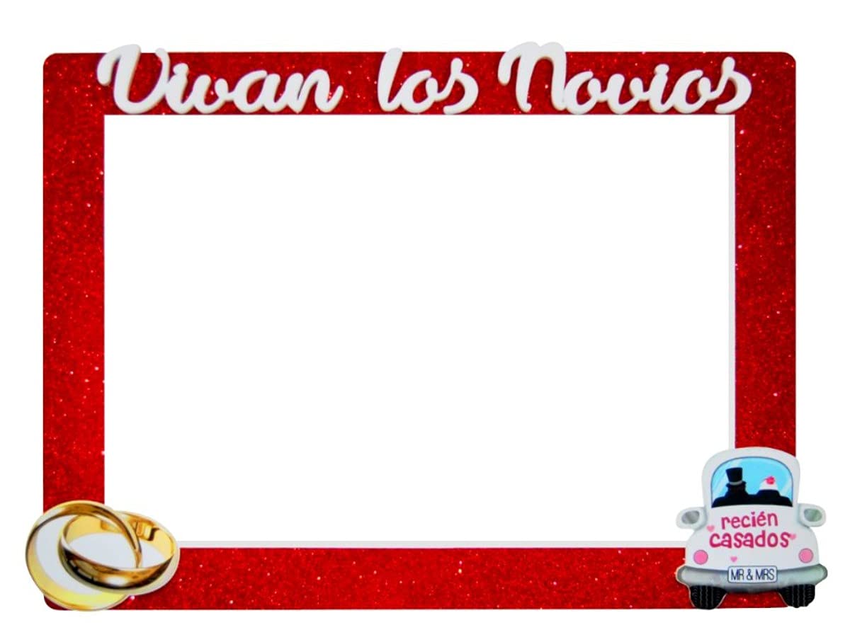 Photocall Boda Vivan los Novios de Corcho con Purpurina. Regalos Originales. Decoración para Fiestas de Cumpleaños, Bodas, Bautizos, Comuniones y Eventos. 120x90 cm