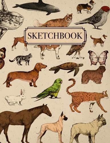 Animal Sketchbook: Drawing Notebook with Vintage Animal Illustrations Cover | Large Blank Pages Journal for Sketching, Doodling, Writing And Notes | 8.5" x 11", 110 Pages image 2