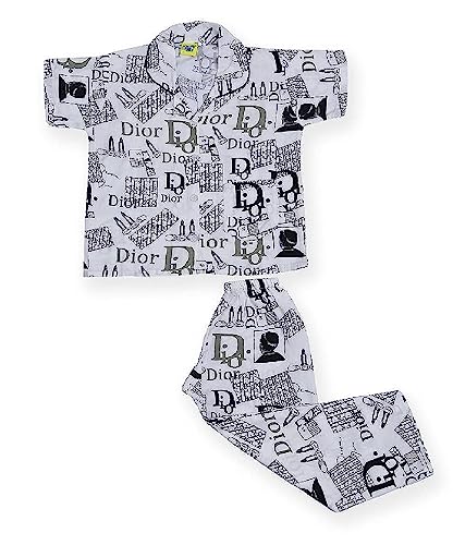 Image of A Little Swag Cotton Printed Night Dress Soft Night Suit Sleepwear Nightwear Set Unisex Kids Wear