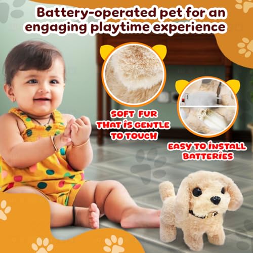 Image of Wembley Cute Plush Puppy Toy| Soft & Interactive Battery Operated| Walking, Barking & Jumping & Tail Wagging Pup for Kids| Tail Wagging Cute Pet| Birthday Gift for Babies (Beige)