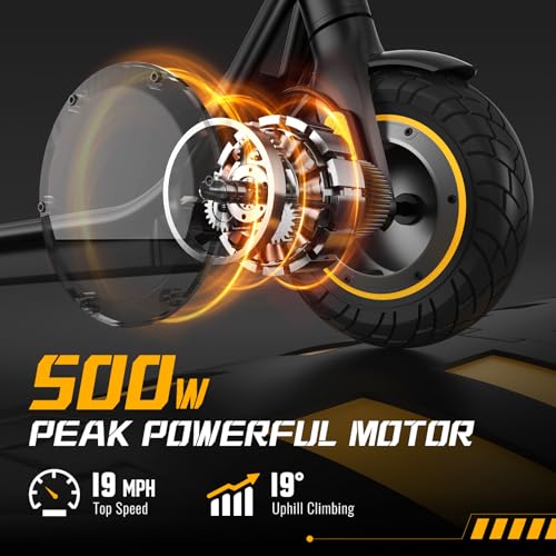 electric scooter 1034 solid tires 500w motor 19mph max speed amp 21 miles range folding e-scooter for adults and teens with smart app cruise control dual-brake system