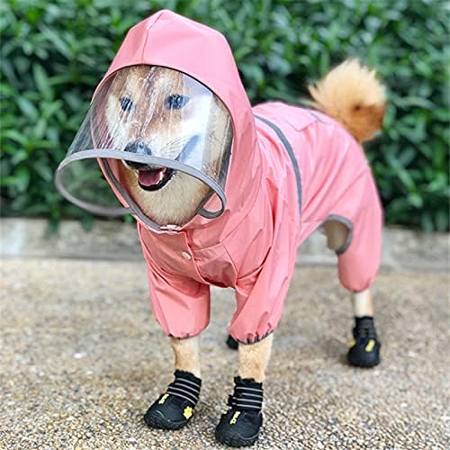 Bewinch Dog Raincoat with Hood, Pet Dog Coat Waterproof Jacket with Reflective Strip for Small Medium Dogs Sport Hoodies Pet Fashion Clothes,Pink,XXL