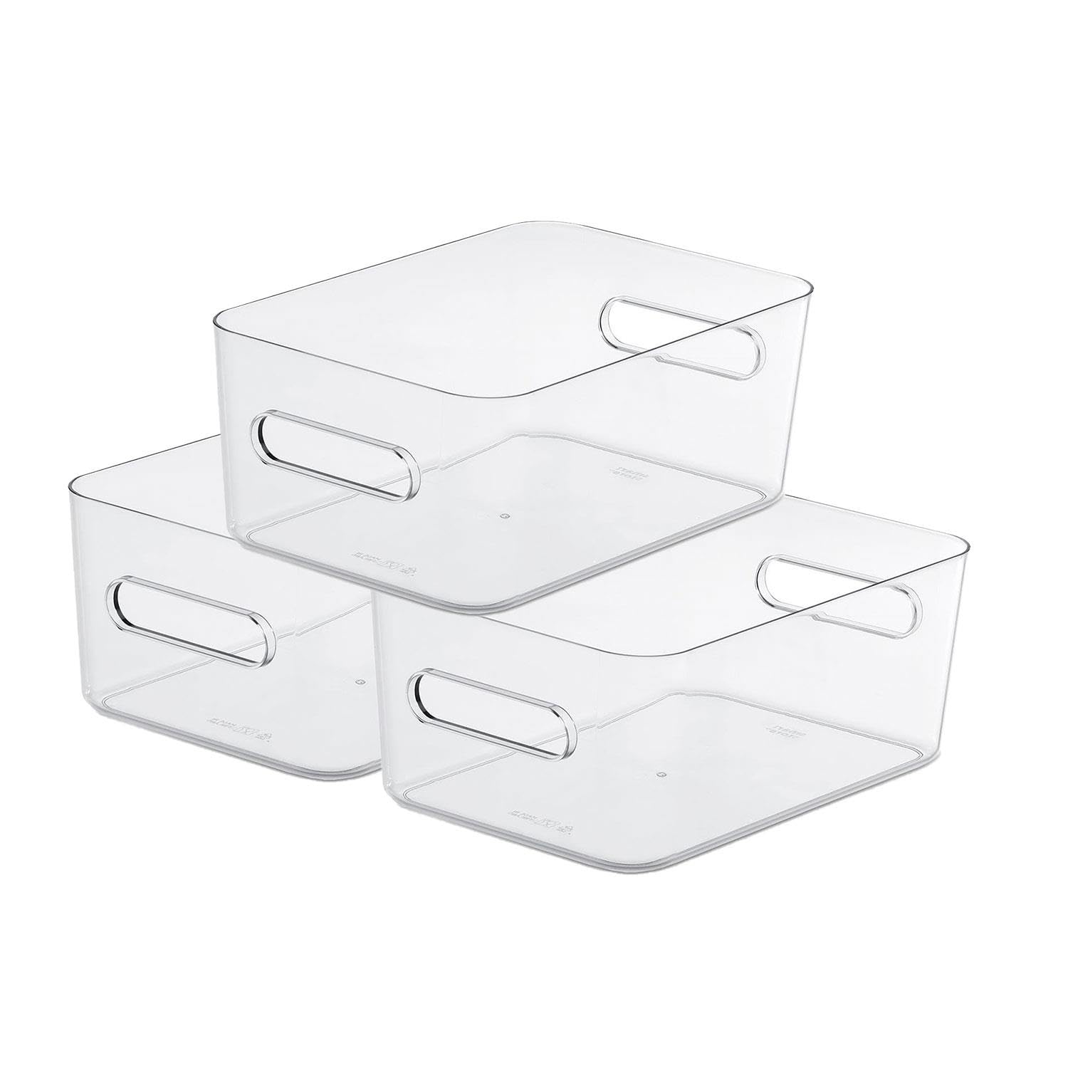 SmartStore Compact Clear Containers Pack of 3 Medium 5.3L Durable Storage Boxes with Lids for Kitchen, Pantry, Food, and Household Use