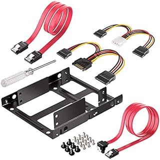 Qook 2x 2.5 Inch SSD to 3.5 Inch Internal Hard Disk Drive Mounting Kit Bracket(SATA Data Cables and Power Cables included)