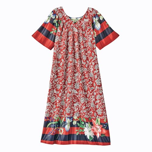 Image of AmeriMark Casual Women's Patio Muumuu House Dress Loose Comfortable Short Sleeve Sun Dress Lounger Gown Sleepwear for Ladies