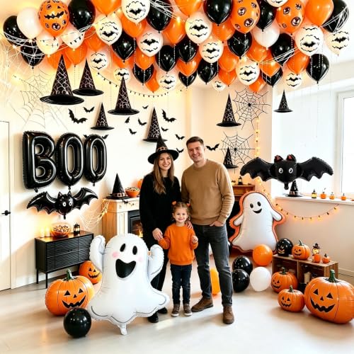 Halloween Balloon Arch with Bat Ghost Boo Foil Balloons 3D Bats Spider Web - image 5