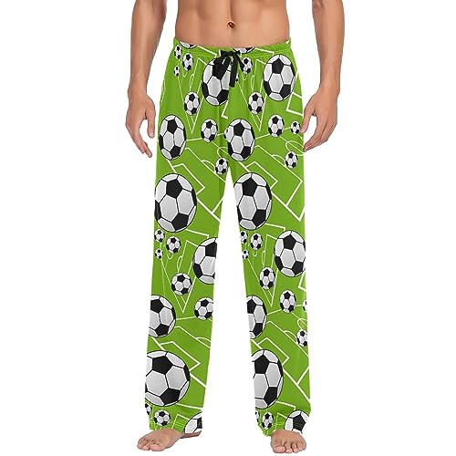 Fisyme Soccer Balls Green Mens Pajama Pants Men's Pajama Bottoms Sleep Lounge Pj Pants