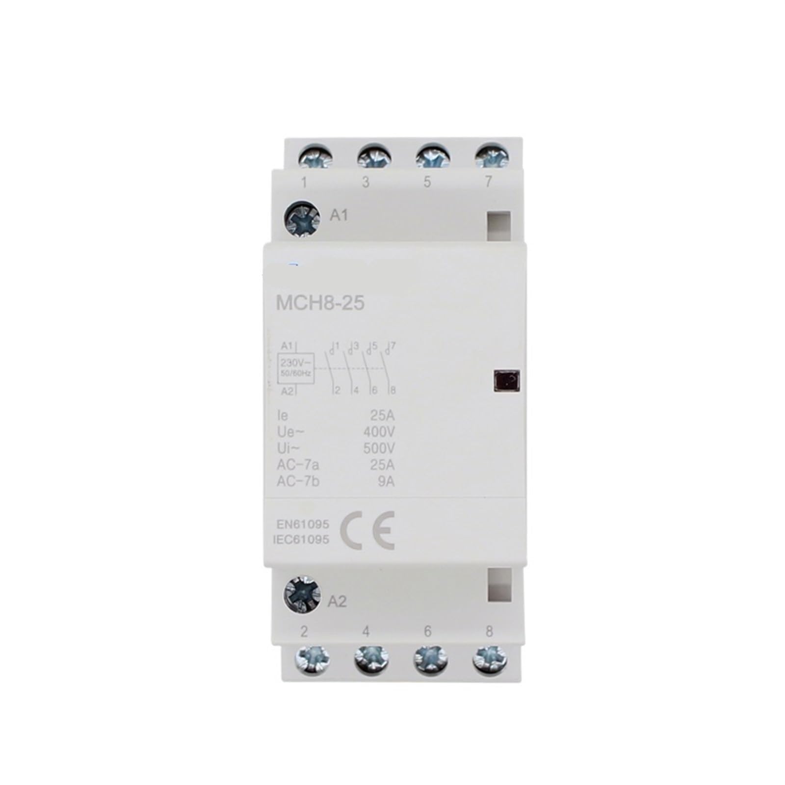 HUUOQIWY MCH8-25 4P 25A 220V/230V 50/60HZ Household Ac Modular Contactor 1Pcs(4NO)