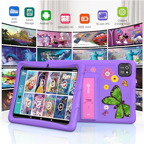 Image of Contixo Kids Tablet K103A - Learning Tablet for Kids with Games and Educational Apps, 10 inch, Android, 64GB, WiFi, Parental Control, Kid-Proof Case with Kickstand - Purple