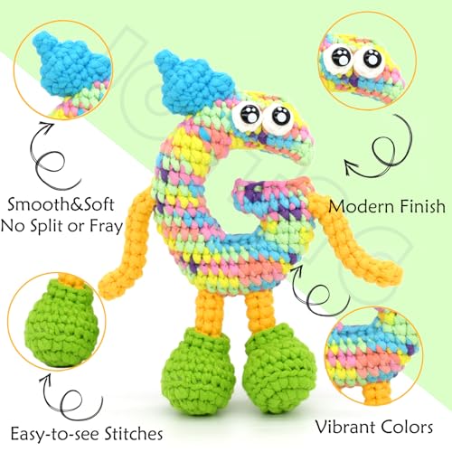 Image of 3 Pack Rainbow Beginner Crochet Yarn for Crocheting and Knitting Multicolor Cotton Crochet Yarn for Beginners with Easy-to-See Stitches Cotton-Nylon Blend Easy Yarn for Beginners(Rainbow 02)