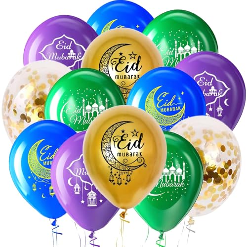 20 Pcs Eid Mubarak Balloons Eid Mubarak Decoration Ramadan Latex Balloons for Ramadan Celebrations Eid Party Supplies for Muslim Gatherings Homes and Events