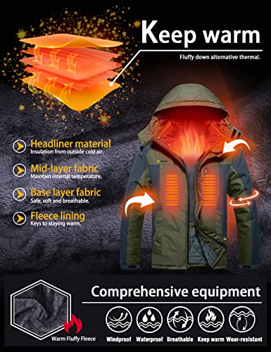 Image of GEMYSE Men's Ski Snow Jacket Warm Winter Waterproof Coat Snowboard Rain Jacket Hooded Windproof Windbreaker