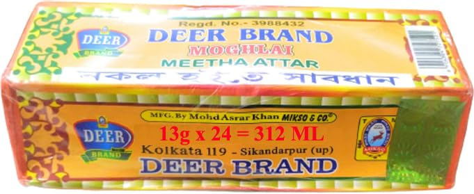 DEER BRAND Moghlai Meetha Attar 13gram Pack Of 24 For Biryani,Polao, Mughlai Mitha Essence Biriyani Used in Sweet & Rices Dishes
