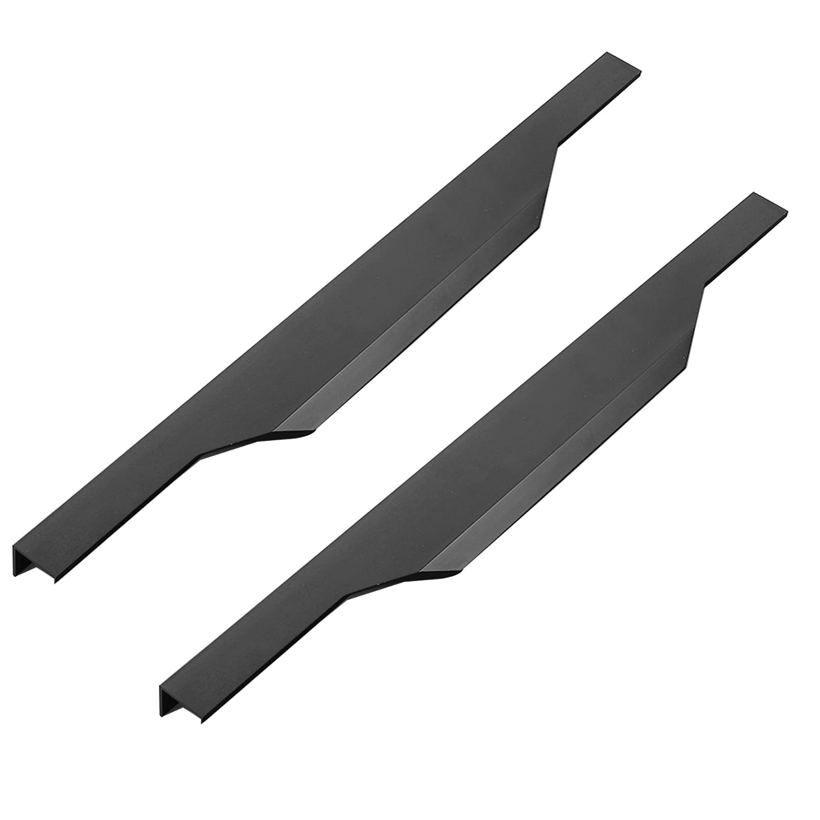 MNGHAYYR Concealed Finger Edge Cabinet Pulls Aluminum Concealed Kitchen Cabinet Handles Finger Edge Pull Multicolor 300-1000mm(Black,Total Length 300mm)