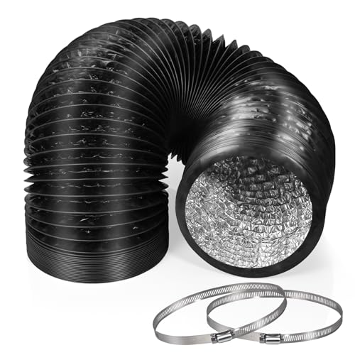 Zrigiwr 6-Inch 6.55 Feet Long200cmDryer Vent Hose Thickened aluminium foil flexible aluminium ducting 2 hose clamps for HVAC grow tents kitchen fresh air and exhaust air bathroom exhaust.