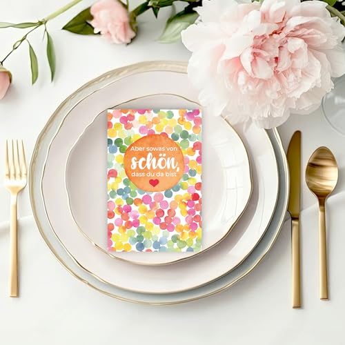 Liebevolles Gastgeschenk – 6x100g Süßes Mikrowellen-Popcorn – Aber sowas von schön, dass du da bist – Leckeres Mitgebsel für Hochzeit, Geburtstag & besondere Anlässe – vegan & glutenfrei