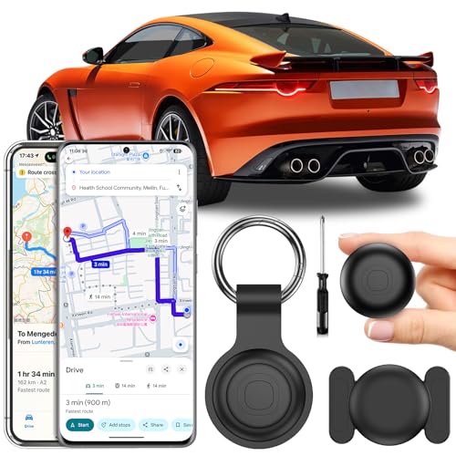 GPS Tracker per Auto, Air Tracker Android e IOS,Magnetico Gps Per Auto, IP68 Impermeabile Auto Localizzatore con App Copertura Globale In Tempo Reale Tracciare Veicolo/Moto,Senza SIM (Nero)