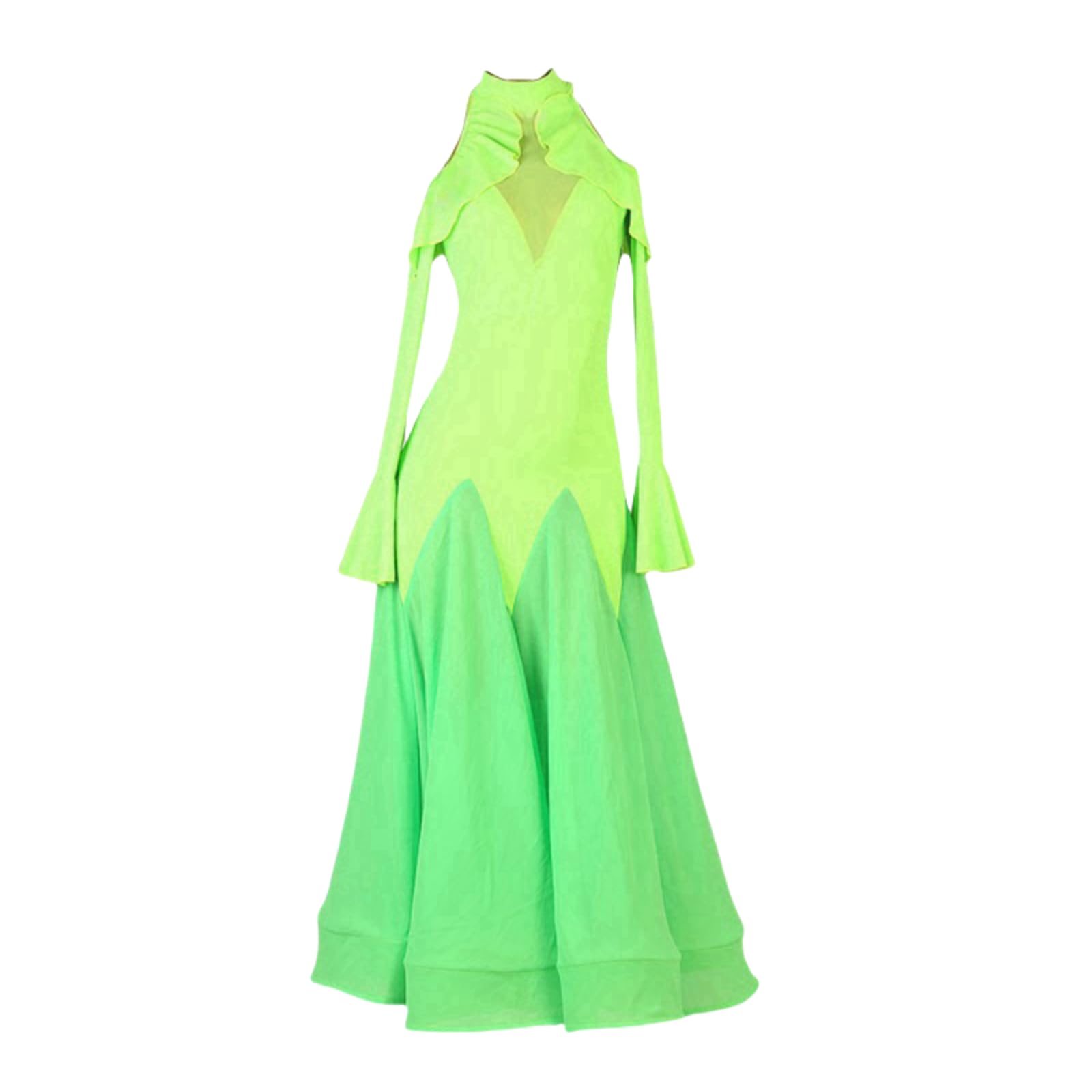 Vestidos de Vals Huecos de Salón para Mujer, Cuello Alto, Mangas Largas, Trajes de Baile, Ropa de Práctica de Flamenco, Vestido de Baile de Salón Moderno, Ropa de Práctica