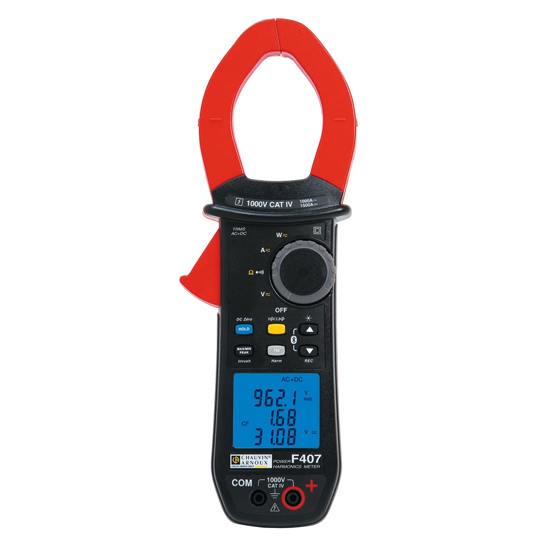 Chauvin Arnoux F407 Bluetooth Power/Harmonics Clamp Meter, 1.5kA dc, Max Current 1kA ac CAT III 1000V