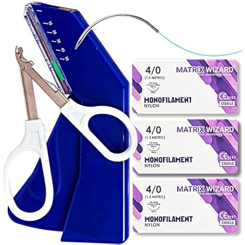 Advanced Practice Suture Kit - Training Sutures with Needle Plus Disposable Stapler and Remover Tool - Medical, Nursing Demo, Veterinary Student Training Set Cover