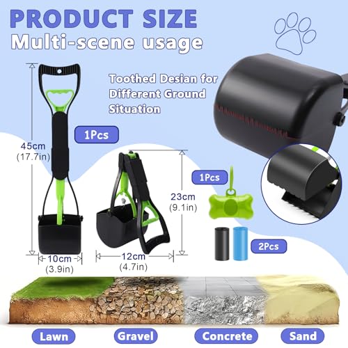 JOZMMZEOOA 4 Stück Pooper Scooper für Hunde 45CM Faltbare Kotschaufel Hundekotschaufel Großer Kapazität Hundekotgreifer mit Komfortgriff Tragbarer Hundekotschaufel,für Dem Hund Spazieren Gehen