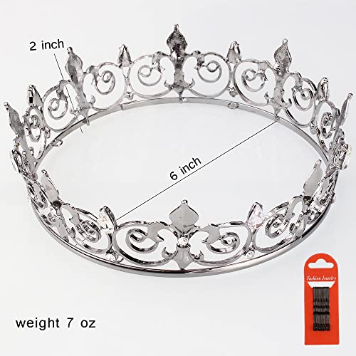 AOPRIE King & Queen Tear Drop Tiara and Crown for Women Men Crystal Hair Accessories for Wedding Prom Bridal Birthday Party Halloween Costume Christmas Gifts Black Princess Tiara for Girls Boys by AOPRIE - Image 4