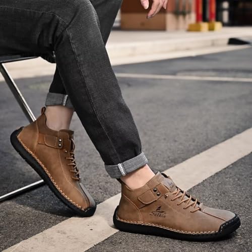 Casual Leather Arch Support Non-slip Wear-resistant Slip-on Loafers Brown 6