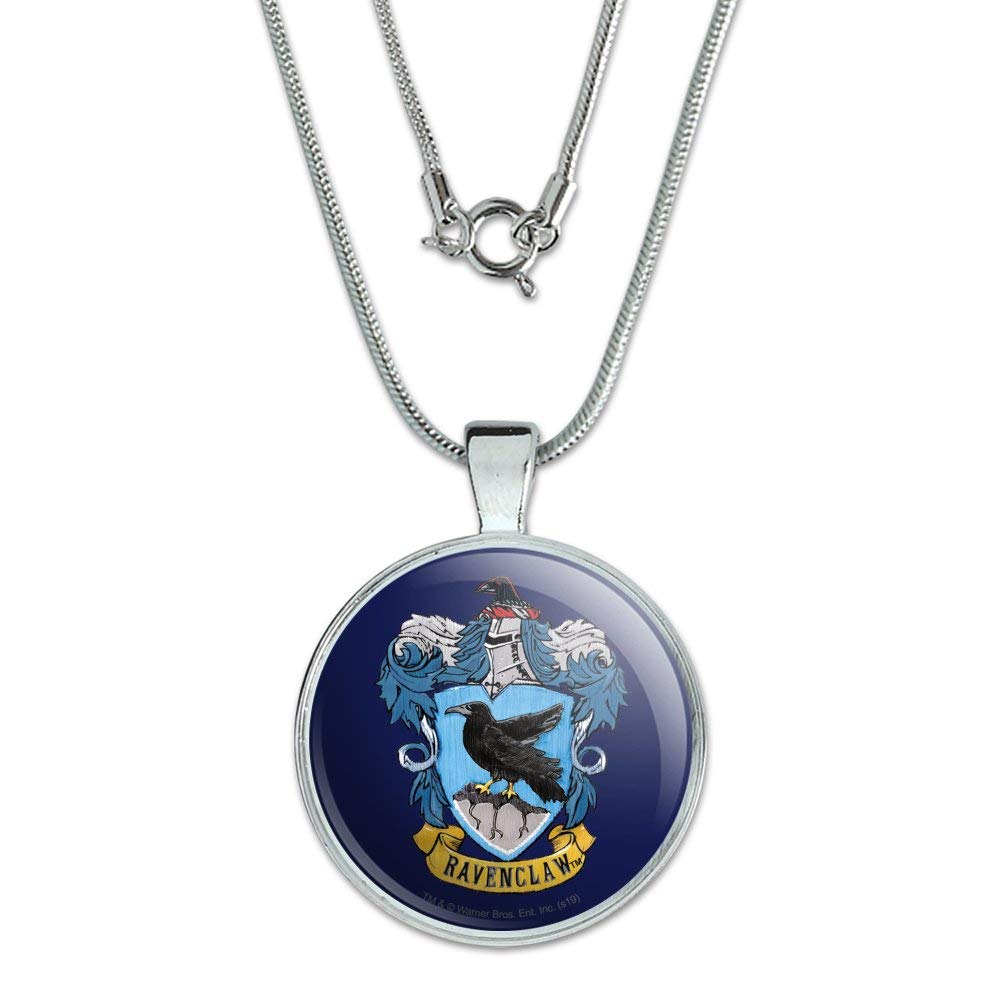 GRAPHICS & MORE Harry Potter Ravenclaw Painted Crest 1" Pendant with Sterling Silver Plated Chain