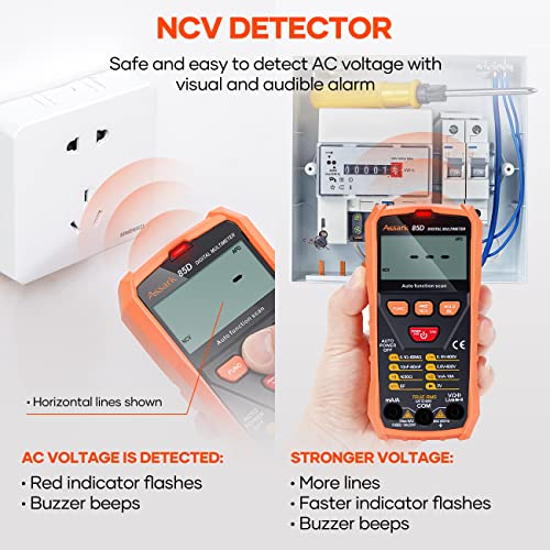 Assark 85D Multimeter Ac/Dc Vlotmeter,Voltage Ohm Amp Multimeter Tester,Digital Eelectric Ohmmeter With Diode Continuity Dector,Resistance Multi Meter Battery Capacity Test, Ncv Backlit Lcd Display #TOP2