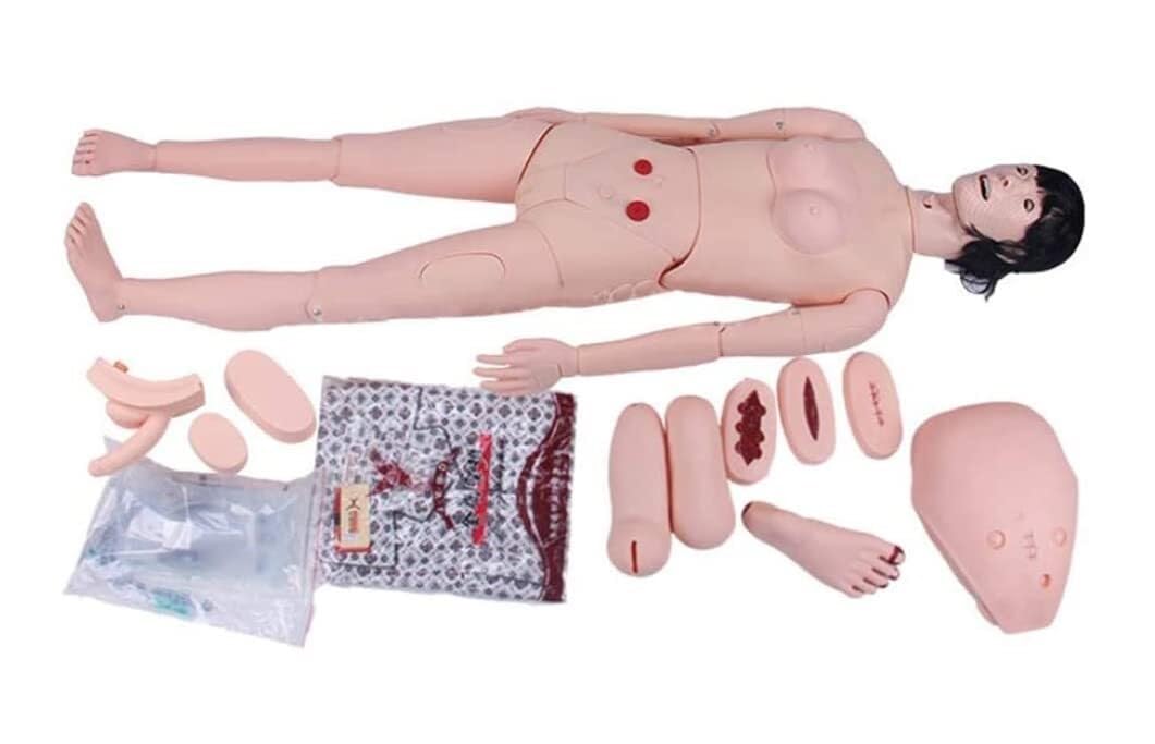 Patientenpflegesimulator, multifunktionales Kombinations-Pflegetrainingspuppenmodell, für die Schulung von Fähigkeiten und Unterrichtsmaterialien für Schüler, 170 cm