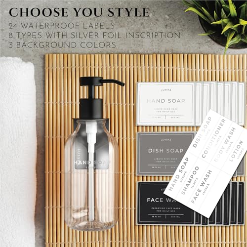 Shower Shampoo Dispenser Wall Mounted – 3 Refillable 16.9 oz Clear Bottles with Stainless Steel Pumps & No-Drill Adhesive Holders – Soap Dispenser Set for Bathroom (3 X Clear/Black) - image 6