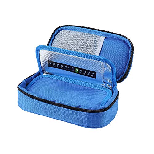 Temperature Display Insulin Cooler Travel Case with Ice Chill Packs Medical Cooler Bag Diabetic Organizer Oxford Fabric, 8 x 4 Inch