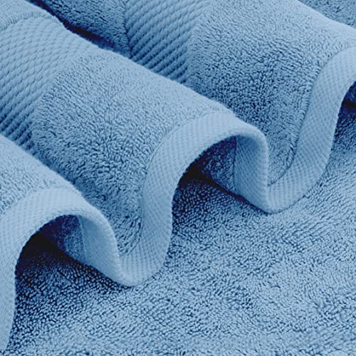 Image of White Classic Luxury Bath Towels Set of 4 Large - 700 GSM Cotton Ultra Soft Bath Towels 27x54 | Highly Absorbent and Quick Dry | Hotel Towels for Bathroom Luxury, Plush Shower Towels, Light Blue