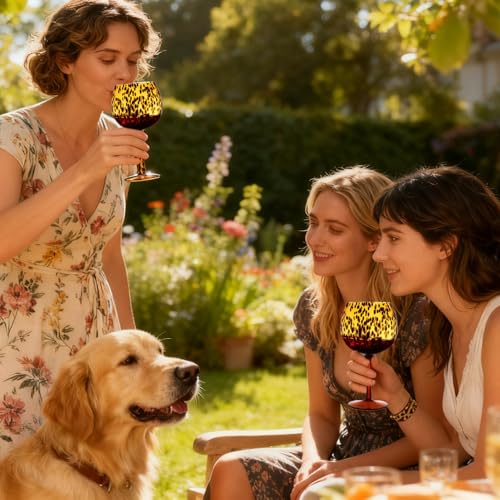 Wine Glass - 610ml Leopard Print Stemmed Goblets, Leopard Print Handcrafted Wine Goblet, Multi-purpose For Women Friends Birthday Party Christmas Wedding Whiskey Kitchen Bar Thanksgiving Beer - immagine 3