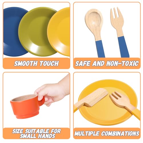 Image of GAGAKU Wooden Play Food Sets for Kids Kitchen, Montessori Wooden Play Food Toys with Plates and Dishes for Toddler Boys & Girls Gifts