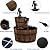 Tangkula 2-Tier Water Fountain Outdoor, Rustic Wood Cascading Waterfall Fountain with Electric Pump, Outside Water Feature with Decorative Hand for Garden Patio Backyard (Fir Wood)