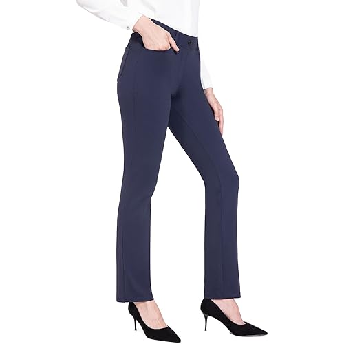 baleaf Women's Yoga Dress Pants Stretchy Work Slacks Business Casual Straight Leg/Bootcut Pull on Trousers w 4 Pockets