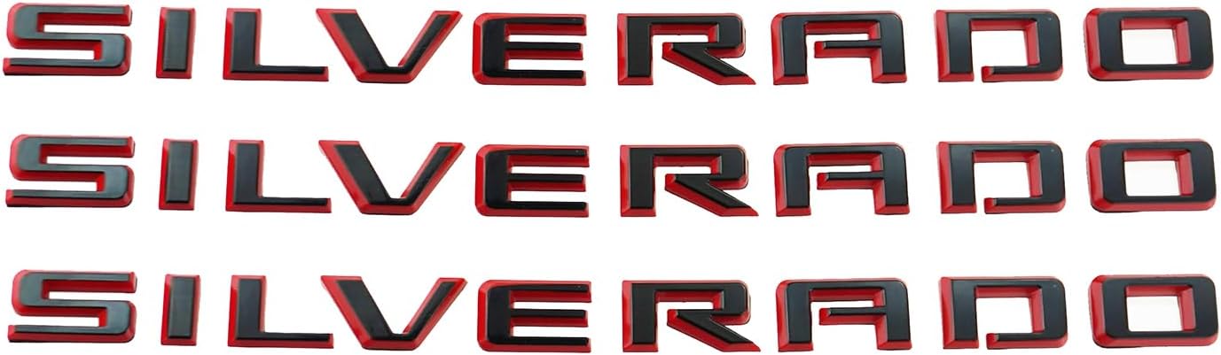 Kit 2019-2021 Silverado LTZ Tailgate Fender Letter Emblem Nameplate Badge Compatible for Silverado (Red Black)