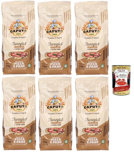 Caputo Fioreglut, preparado para productos de horno sin gluten con almidón de trigo tragado, dextrosa, almidón de maíz, harina de trigo sarraceno, almidón de arroz, fibra de semillas de psyllium, 6 x