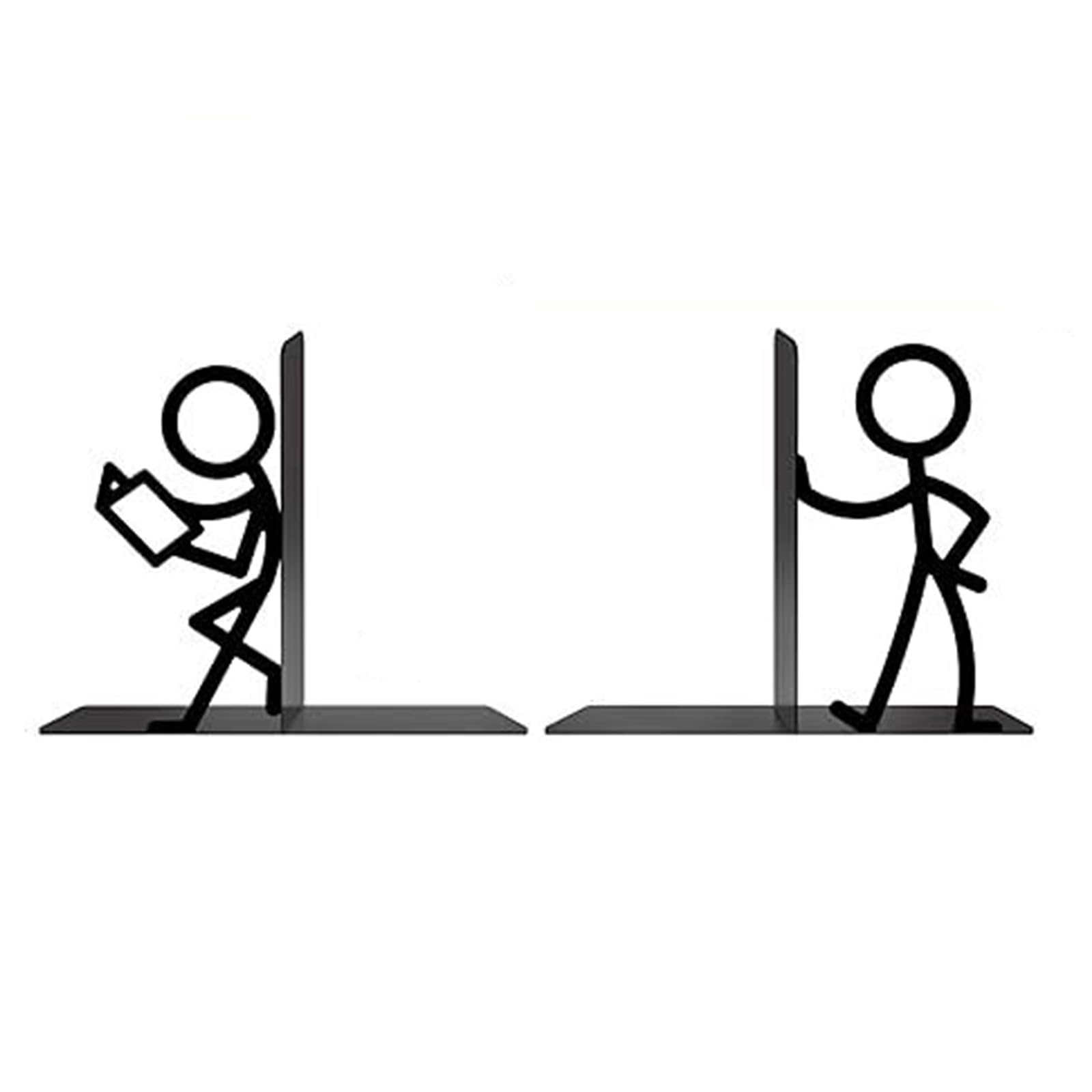 Mllepjdh G Robust Metal Bookends 2 Pieces Showcasin Fun Drawin Art For Bookshelf Assistance Offices Bookends
