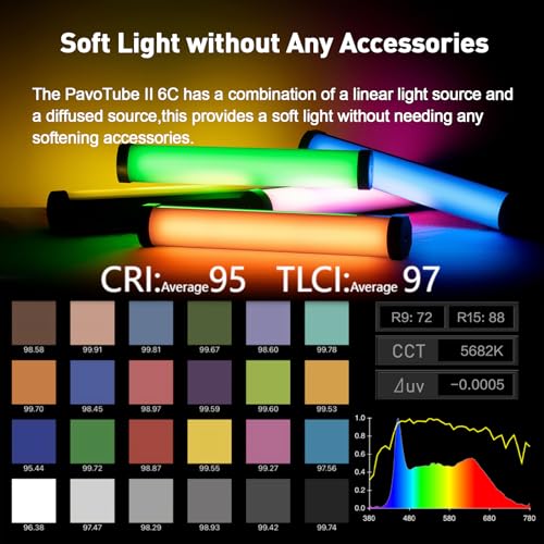 Image of NANLITE PavoTube II 6C LED RGB Tube, 2700K-7500K Ultra-Wide Color Temperature, 2.4GHz Wireless Control Portable Handheld Photography Lighting Stick