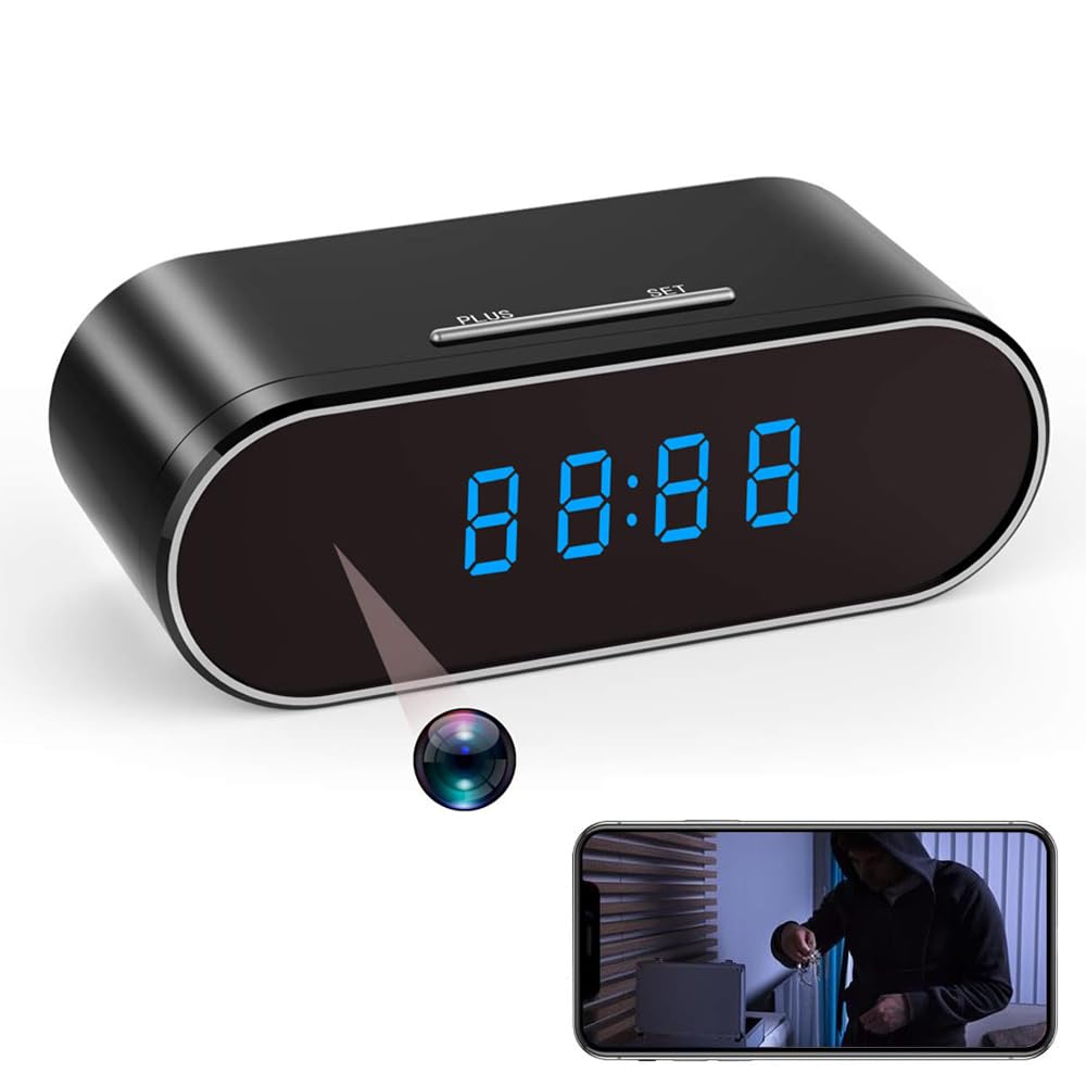 Caméra espion sans fil WiFi cachée, caméra espion avec détection de mouvement, mini caméra IP HD 1080p pour la maison avec vision nocturne, prise en charge des smartphones et des ordinateurs