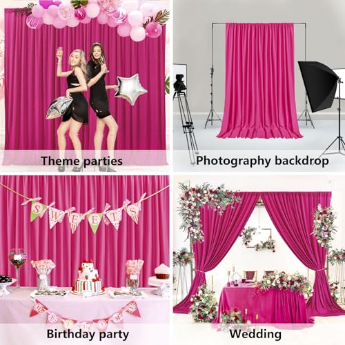 Image of 10 x 7 Feet Fuschia Backdrop Curtain for Partie, Background Curtains for Photoshoot, Birthday, Wedding, Halloween, Thanksgiving, Christmas, New Year Party Decorations 5Ft x 7Ft, 2 Panels