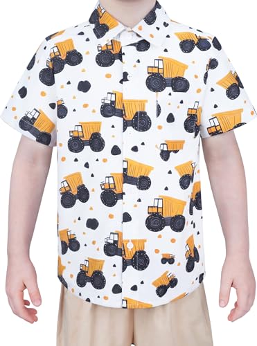 Image of Boys Hawaiian Button Down Shirt, Pure Combed Cotton Short Sleeve Size 3-15Y