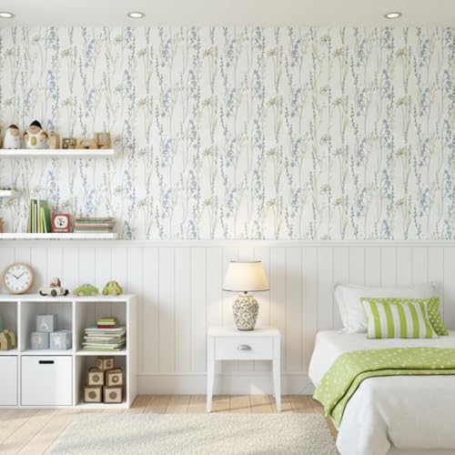 Image of Floral Wallpaper Peel and Stick - Flower Design Self Adhesive Wall Paper for Living Room, Bedroom, Kitchen, Removable Waterproof Wall Decor (MG18, 16X96 Inch)