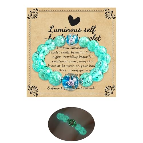 Handmade Firefly Glass Bracelet Glow in the Dark Bracelets Luminous Inspirational Bracelet Self Healing Bracelet Encourages Blessing Gifts for Men and Women