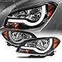 AKKON - Fits 2008-2012 Chevy Malibu LED Light Tube Headlights Head Lamps- Black Housing Assembly