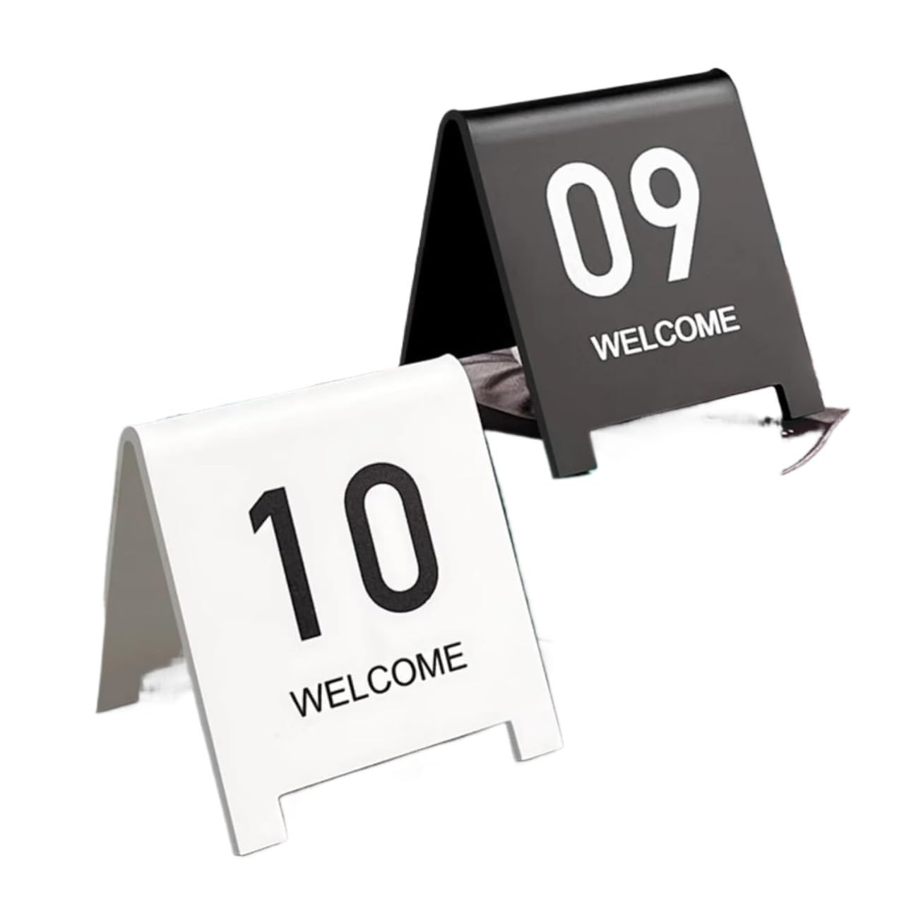 akrylowe tabliczki z numerami do restauracji, Dwustronne, samostojące, akrylowe numery na stół, opakowanie 10 sztuk dwukolorowych w wielu rozmiarach(Black 9 * 8cm,91-100)