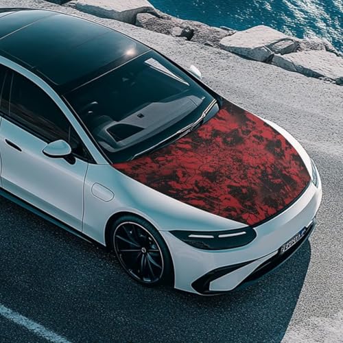 Image of Car Hood Cover Elastic Polyester Car Hood Cover with Red Spider Web Waterproof Automotive Accessories Suitable Most Automotive Sedans Trucks Pickup Sports Cars